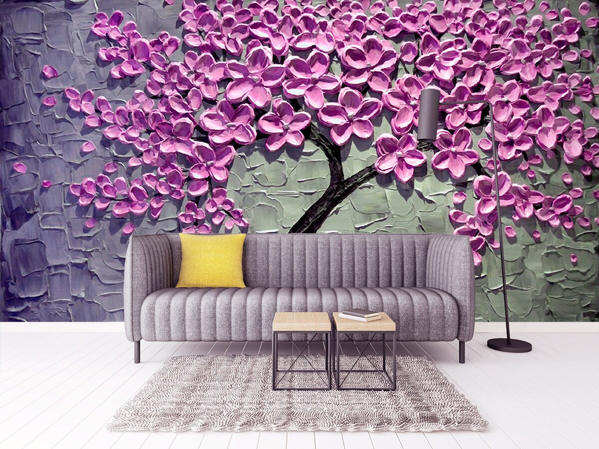 3d wall muralr Sakura blossoms wallpaper, Flowers Peel&stick wallpaper Large flower wall sticker Dathroom wall decor removable wall decal