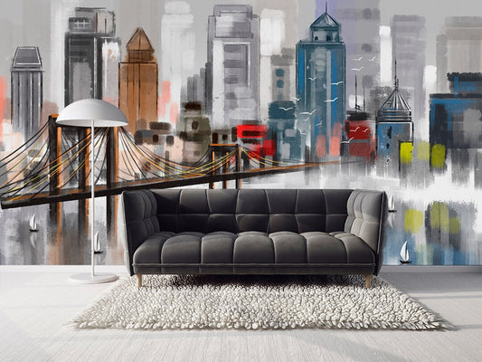 wall mural peel and stick City architecture art print bedroom wallpaper Vinyl wall sticker temporary wall covering