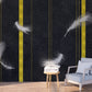 Modern feather wallpaper peel and stick wall mural, large wall decals murals, dark vinyl, canvas wallpaper