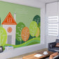 Kids peel and stick wall mural, nursery self adhesive wallpaper, accentual baby boy canvas wallpaper, forest wallpaper, farmhouse decal
