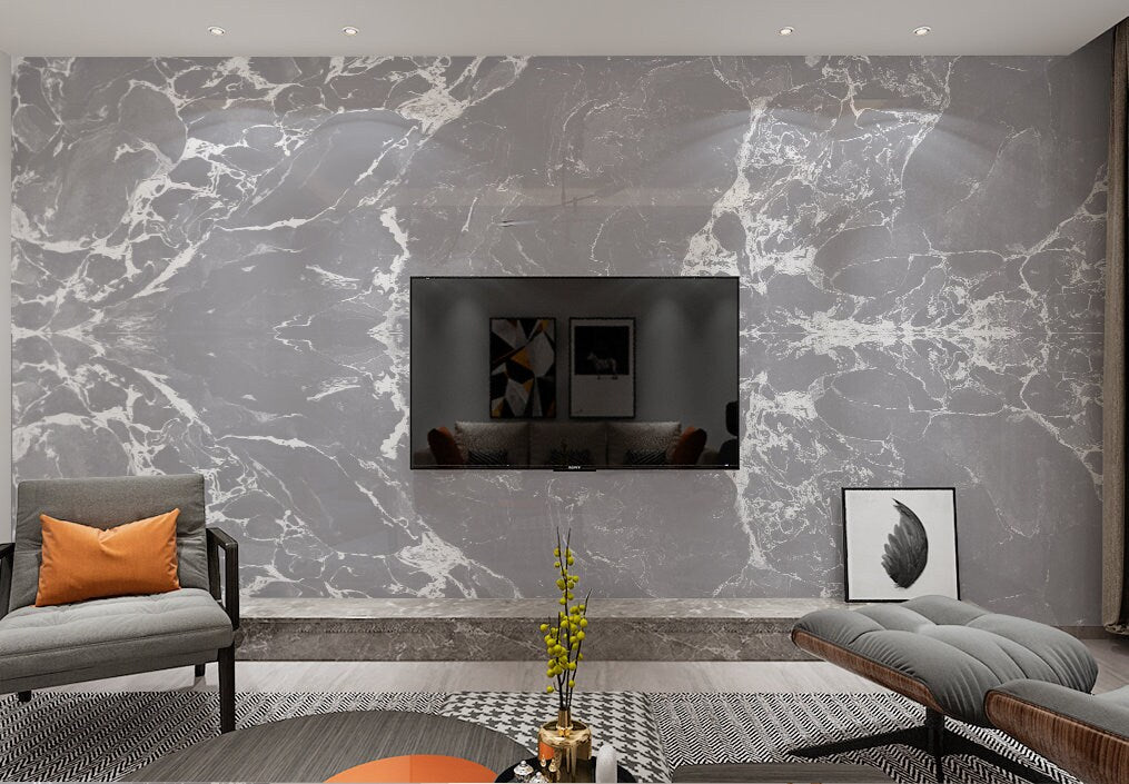 Marble peel and stick wallpaper, extra large abstract wall mural, removable grey mural, temporary accentual photo mural, canvas wallpaper