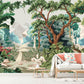 Tropical peel and stick wallcovering, large botanical self adhesive wallpaper, temporary nature wall mural, accentual forest wall decal