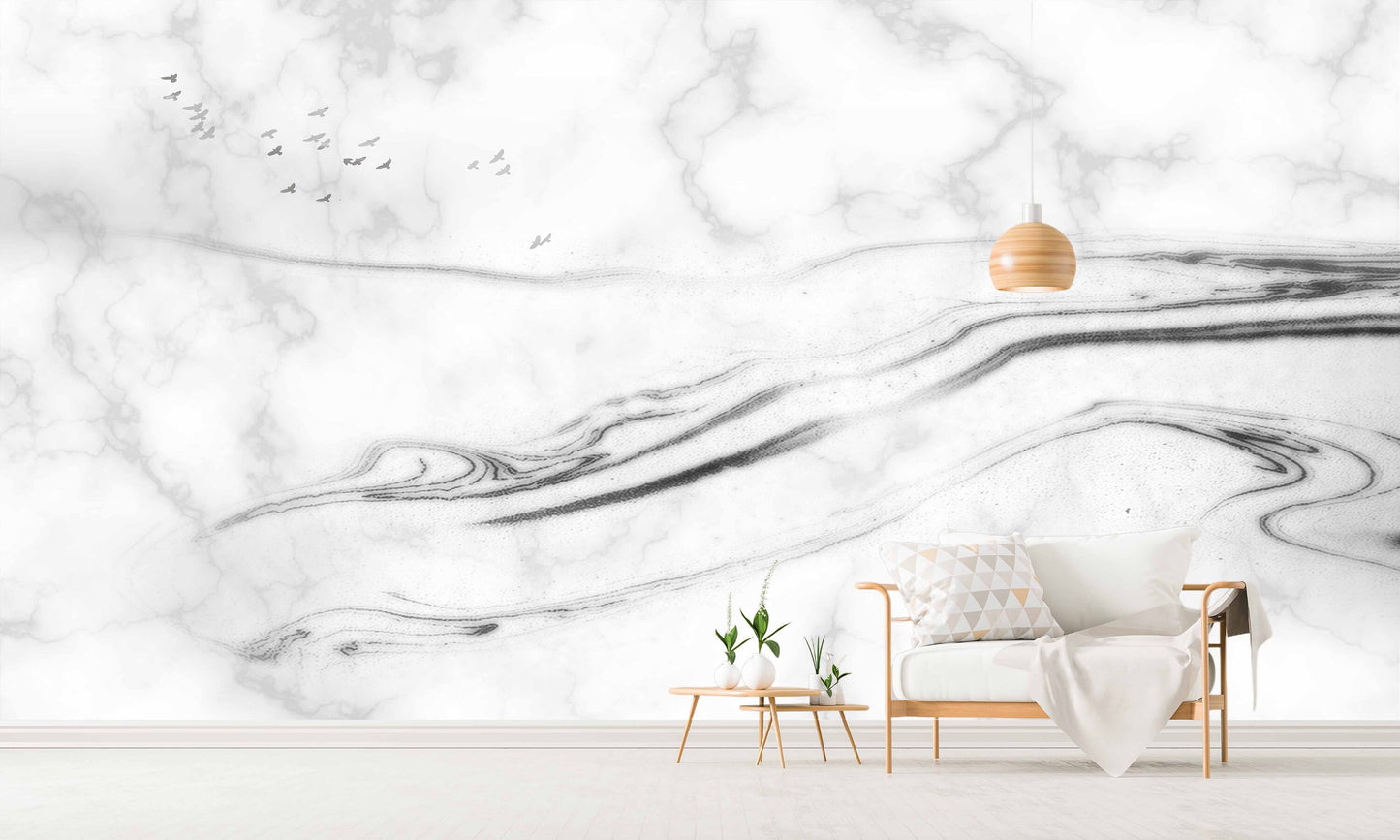 Large marble self adhesive wallpaper, abstract peel and stick wall mural, modern removable canvas wallpaper mural, accentual gray wall decal