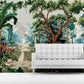 Tropical peel and stick wallcovering, large botanical self adhesive wallpaper, temporary nature wall mural, accentual forest wall decal