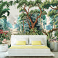 Tropical peel and stick wallcovering, large botanical self adhesive wallpaper, temporary nature wall mural, accentual forest wall decal
