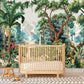 Tropical peel and stick wallcovering, large botanical self adhesive wallpaper, temporary nature wall mural, accentual forest wall decal