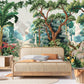 Tropical peel and stick wallcovering, large botanical self adhesive wallpaper, temporary nature wall mural, accentual forest wall decal