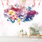 Abstract self adhesive wallpaper, colorful peel and stick wall mural, temporary floral wall decal, accentual canvas living room wall mural