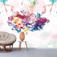 Abstract self adhesive wallpaper, colorful peel and stick wall mural, temporary floral wall decal, accentual canvas living room wall mural