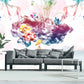 Abstract self adhesive wallpaper, colorful peel and stick wall mural, temporary floral wall decal, accentual canvas living room wall mural